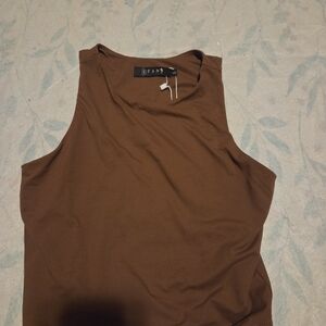 Elegant Brown Sleeveless Tank Top